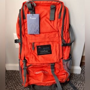 Orange mountaintop hiking bag